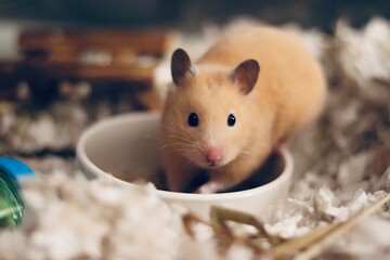 Adorable Hamster in Its Cozy Habitat