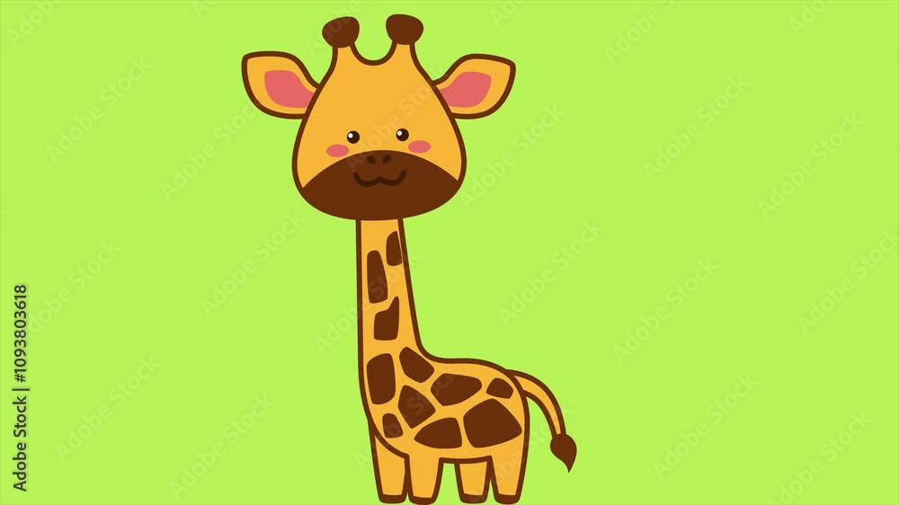 Poster cute little giraffe. minimal modern seamless motion design. abstract loop animation