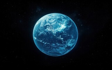 Fototapeta premium Earth in space, a blue marble with swirling clouds. A stunning representation of our home planet in the vast universe.