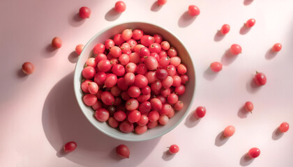 Fresh Pineberry in a bowl on Pastel creamy white background