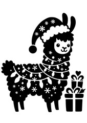Christmas Llama SVG Vector Silhouette 