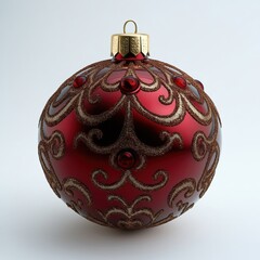 Red Christmas Ornament created with Generative AI Technology, ai, generative