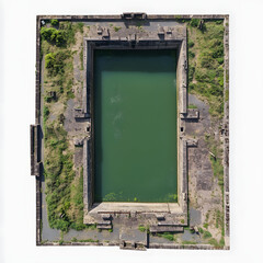 saint-baudelle lock or weir, mayenne river, france. aerial top down forward highlighted by white, png