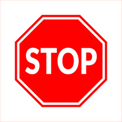 Stop traffic sign, red. Vector illustration for apps and web design. Traffic regulatory warning Stop symbol.