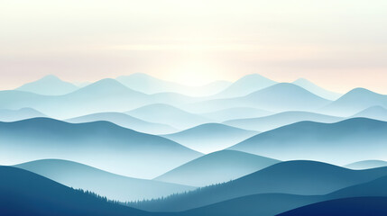 Tranquil Mountain Landscape with Mist and Soft Light