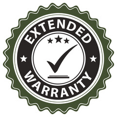 Green Circular Seal with Extended Warranty Emblem and White Checkmark Icon