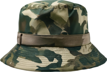 Camouflage Bucket Hat isolated on transparent background