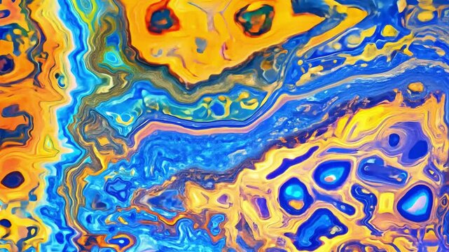 Abstract blue and orange texture transforming