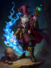 Fantasy wizard with magical elements