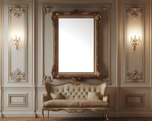 Mock up poster or photo frame in the royal classic room part 29