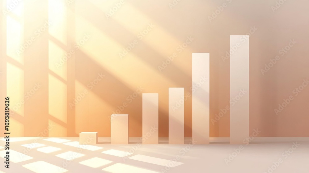 Poster abstract visualization of growth and progress represented by vertical bars on a soft background with