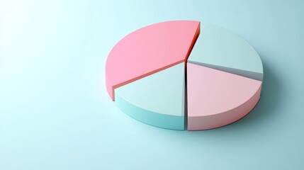 Obraz premium Colorful Pie Chart on a Light Blue Background Representing Data Analysis, Statistics, and Business Insights for Creative and Professional Use
