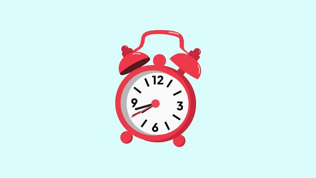 Animated video clock and alarm concept. Full length animation illustration. High quality 4k footage.