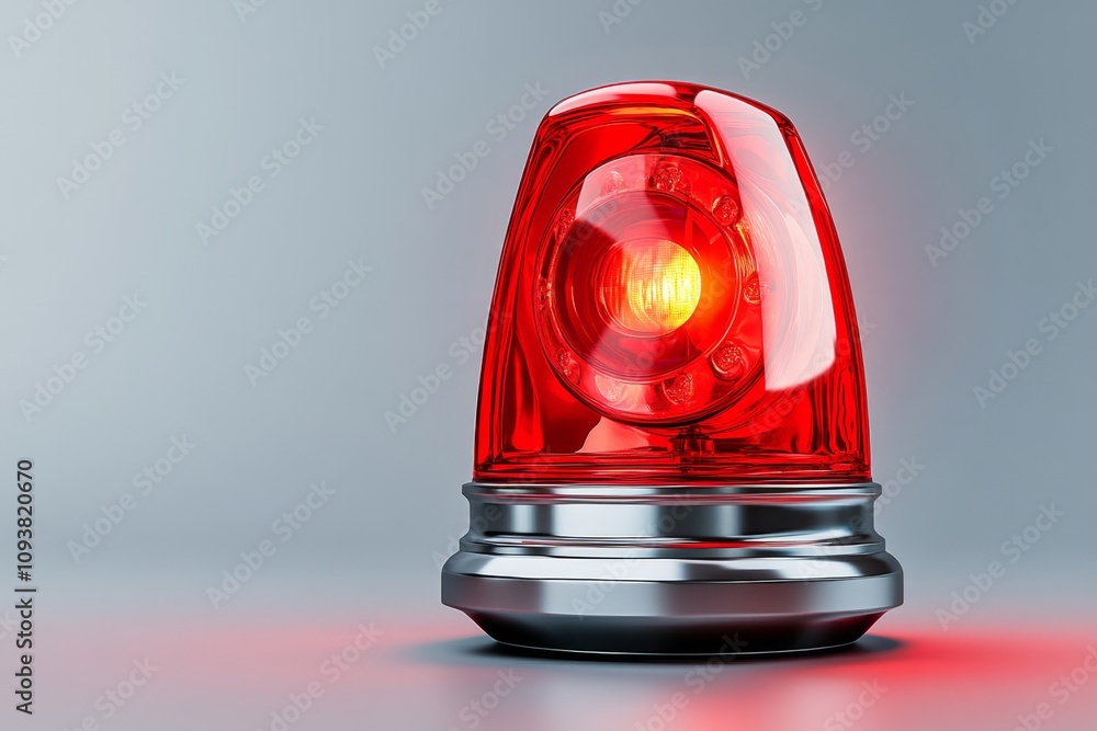 Leinwandbilder a classic-style red emergency light, featuring a smooth dome shape and a powerful spinning red beam.