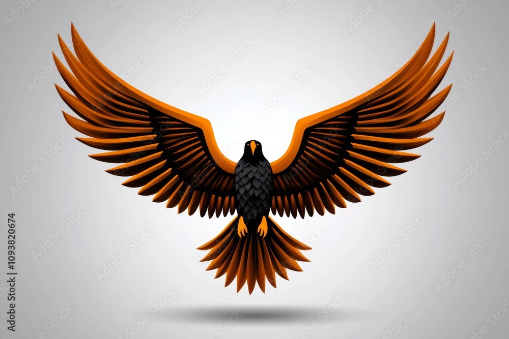 Fototapete A clean and abstract design of an American eagle, with its wings forming a simple 