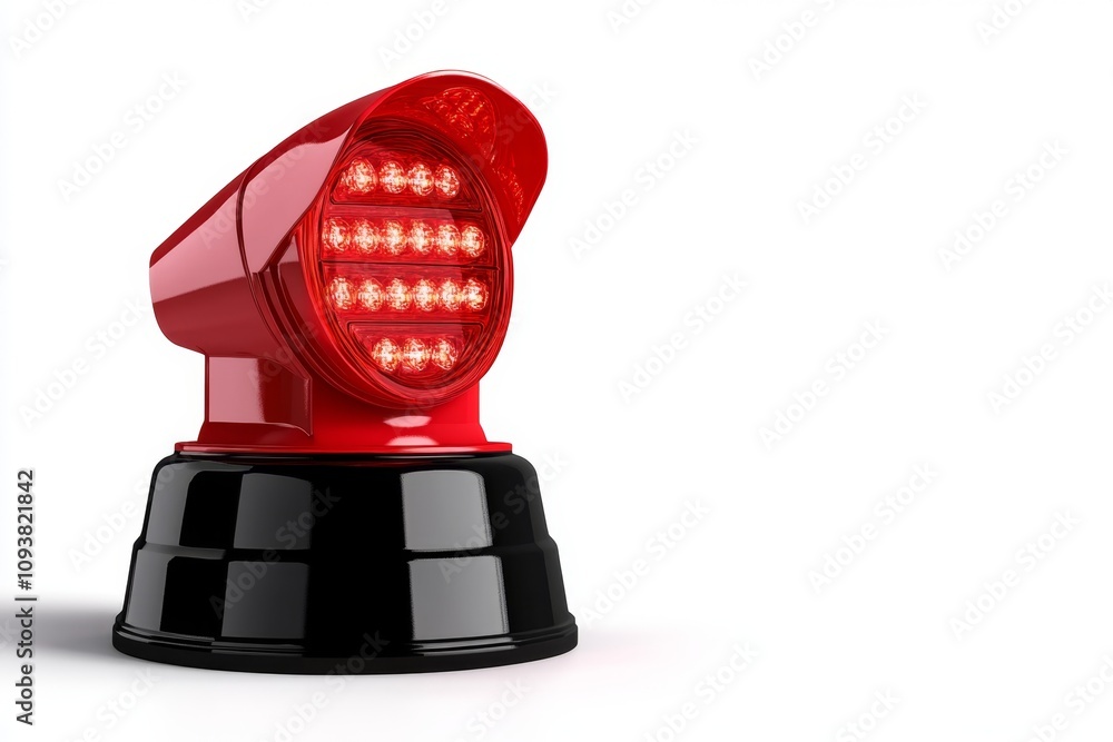 Fototapete a glowing red emergency light with a sleek, modern design, isolated on a white background. the light