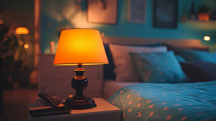 cozy bedroom with soft lighting from a reading lamp, a book resting on the bed, creating a peaceful, inviting atmosphere perfect for relaxation and unwinding in comfort
