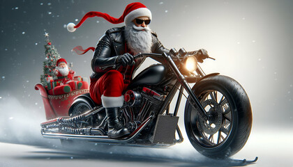 Fototapeta premium Modern Motocycle Santa Claus