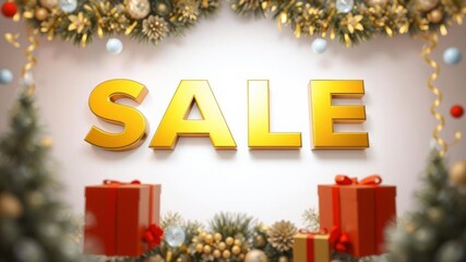 Hyper realistic 3D illustration of Cyber Monday special golden SALE sign with festive backdrop isolated on white background copy space for text,  backdrop,  isolated