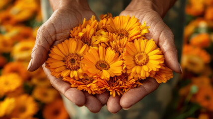hands holding flower