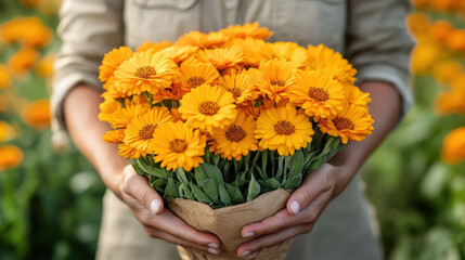 hands holding flowers