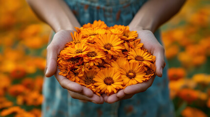 hands holding flowers
