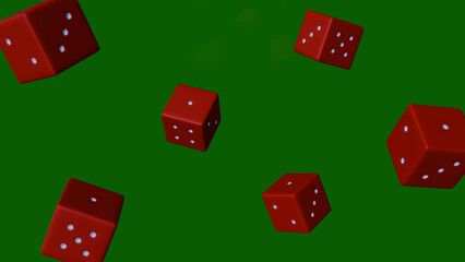 3d red dice on a green background