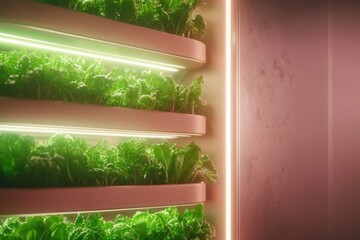 Obraz premium Indoor vertical gardening revolution growing fresh lettuce urban home indoor garden modern environment sustainable living