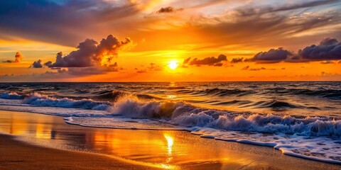 Captivating Silhouette Photography of an African Sea Breeze at Sunset with Gentle Waves and a Tranquil Horizon, Perfect for Evoking Serenity and Natural Beauty