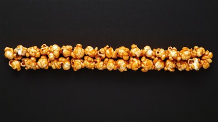 Deliciously Crunchy Caramel Corn with a Golden Gloss on a Dark Background Perfect for Snack Lovers and Gourmet Treats