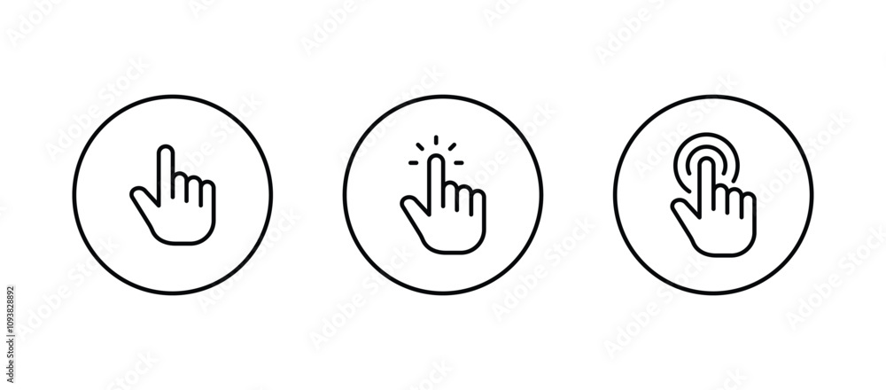 Poster pointing hand click icon. click cursor vector icon