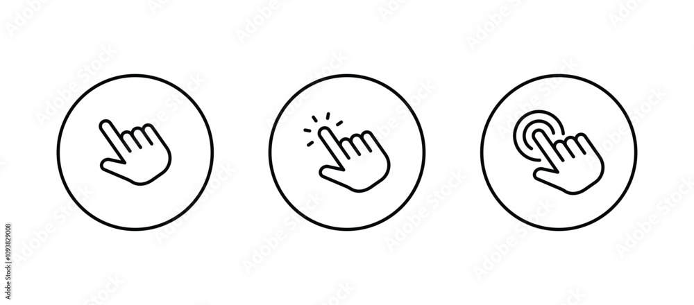 Poster pointing hand click icon. click cursor vector icon