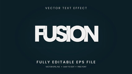 Fusion text effect  editable text style with white color and blue dark background