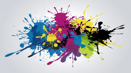 Obraz premium A vibrant explosion of paint splatters in various colors, creating an energetic and artistic vibe.