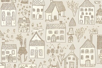 Fototapeta premium seamless pattern with houses