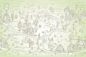 Obraz premium landscape with village