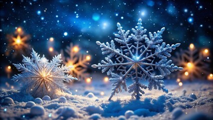 Captivating Winter Snowflake Background with Shimmering Snowflakes, Perfect for Holiday Designs and Seasonal Greetings, Evoking the Beauty of a Frosty Night Sky