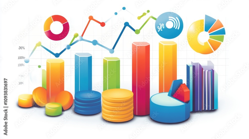 Leinwandbilder Colorful Charts and Graphs Representing Data Visualization Techniques in Business Analytics for Effective Decision Making and Trend Analysis