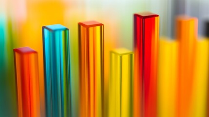 Obraz premium Colorful Abstract Graphic Representation of Data Visualization with Vibrant Vertical Bars in Various Hues Displaying Statistics and Growth Trends