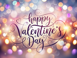 Celebrate Love with Hand-Drawn Calligraphy for Valentine's Day Surrounded by a Beautiful Bokeh Effect, Creating a Romantic and Heartfelt Atmosphere for Your Special Moments