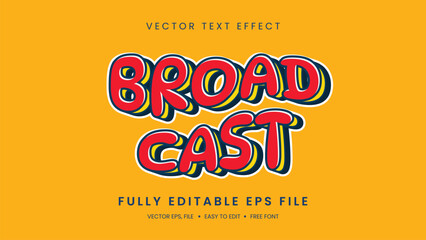 Broad Cast text effect  editable text style with red text on yellow background