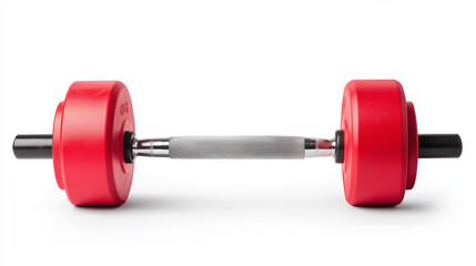 red dumbbell with textured grip, ideal for strength training and fitness. Perfect for home workouts and gym use, enhancing muscle building and endurance, on white background.