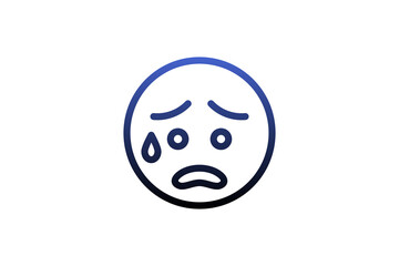 Cold sweat face emoji. Line art emoticon vector icon