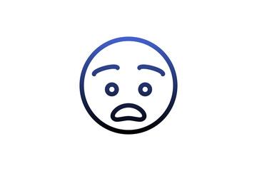 Fearful face emoji. Line art emoticon vector icon