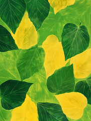 Obraz premium Leaf Texture: Vibrant Green and Yellow, Perfectly Clean Visuals Again