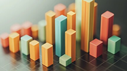Vibrant Bar Chart Indicators Representing Data Trends and Growth in a Contemporary Business Environment with Colorful Elements for Visual Appeal