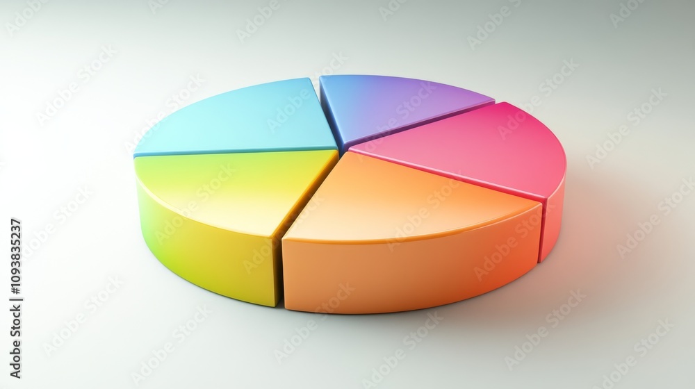 Poster colorful pie chart on a light background representing data segmentation and analysis for business an
