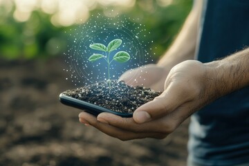Innovative gardening growing plants with technology outdoor setting digital concept hands-on approach to nature