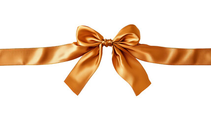 a bronze ribbon bow with long ribbon on a transparent background  - Generative AI