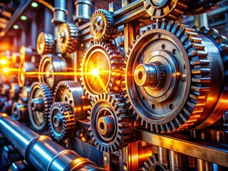 Fototapeta premium Closeup of Advanced Machinery with Glowing Components in a Modern Industrial Setting, Highlighting Technology and Innovation in an Engaging Visual Perspective